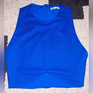 Medium Zara royal blue crop top with zipper at back.